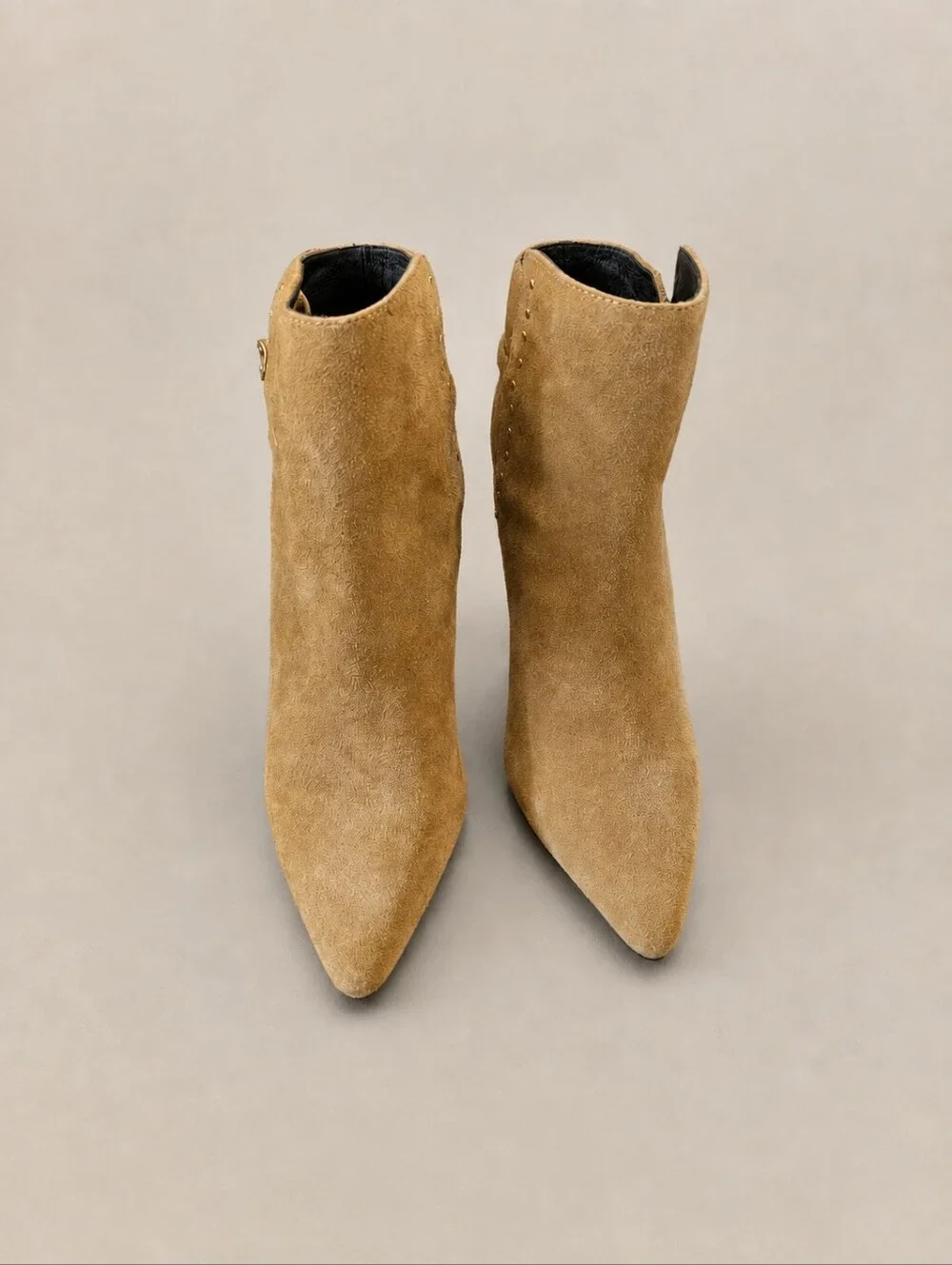 Rebecca Minkoff Suede Pointed Toe Ankle Booties Camel Size 5 NWOB